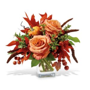 Teleflora Petals and Pumpkin Flower Arangement - As Shown